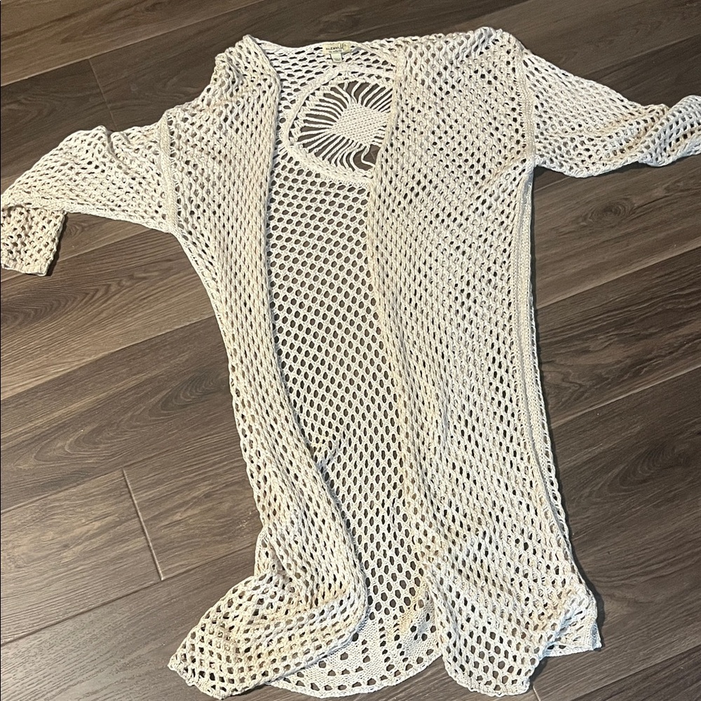 ONE WORLD Cream Crochet Sweater
